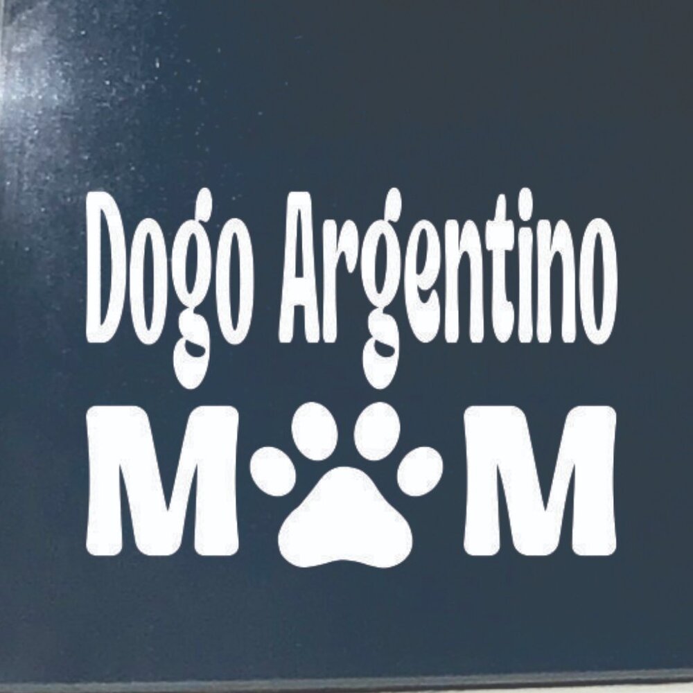 White Dogo Argentino Dog Mom Vinyl Window Decal